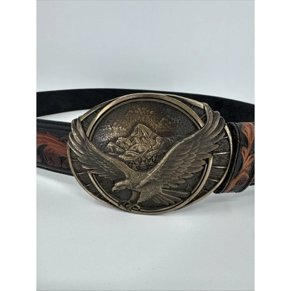 vintage‎ MONTANA SILVERSMITHS belt buckle SOLID BRASS western EAGLE america